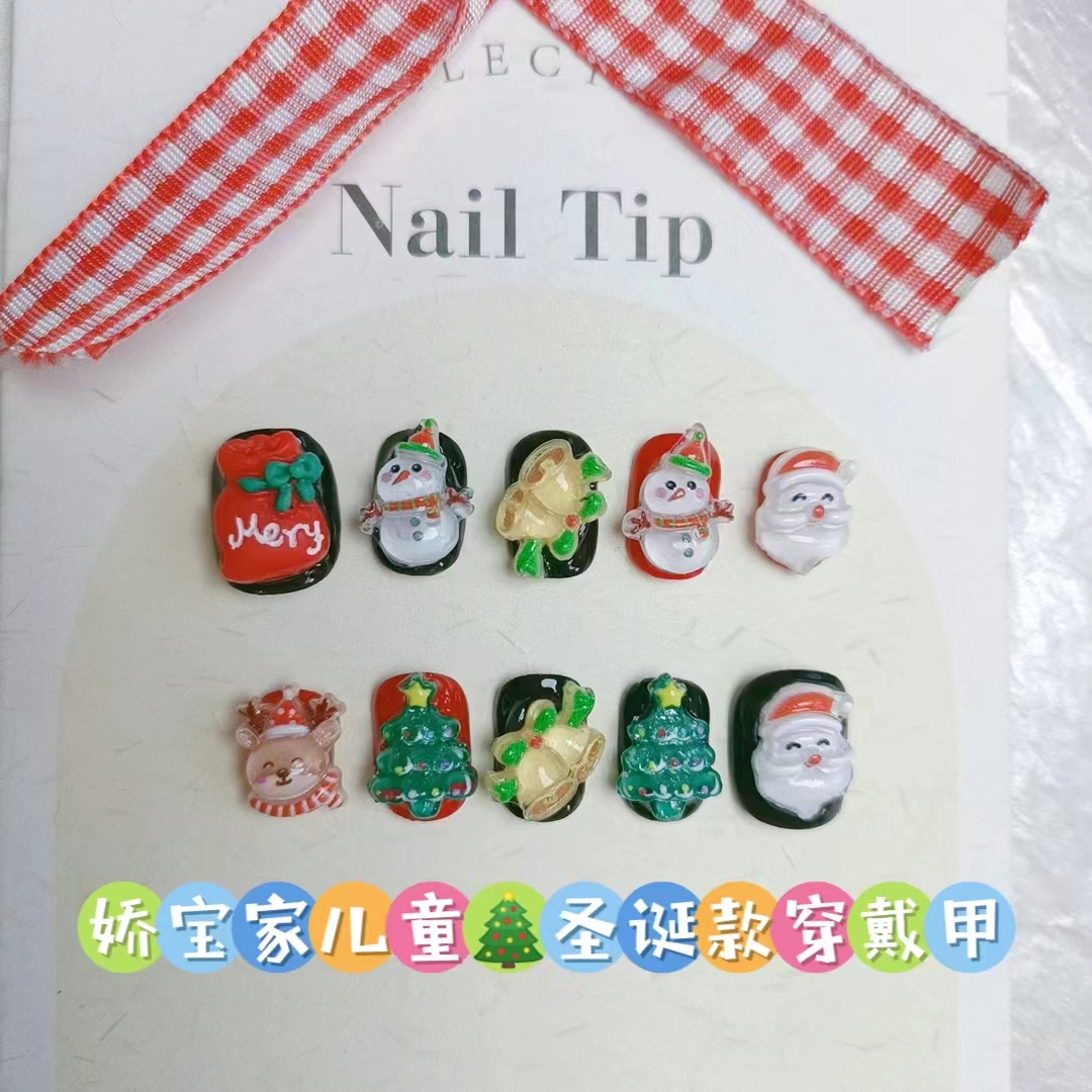 圣诞儿童穿戴甲小雪人可爱显白