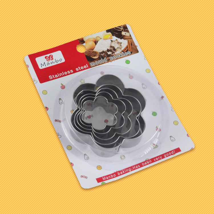 不锈钢饼干模具 梅花形5件套曲奇烘培不锈钢饼干工具蔬菜水果切模