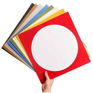 元浩彩色边框卡纸画框外方内圆硬手工美术儿童圆形卡纸国画镜面绘画正方形画画背景装裱白色加厚素描油画棒