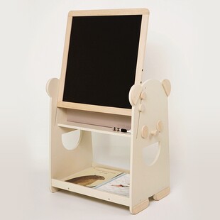 ins风儿童奶油熊猫绘本架二合一书儿童房玩具架置物架宝宝木画板
