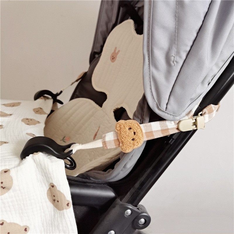 ins风韩系小熊头格子婴儿推车盖毯夹宝宝童车被毯防掉夹防掉绳夹,收纳整理,夹子,淘宝优惠券,粉丝福利购,淘宝优惠卷