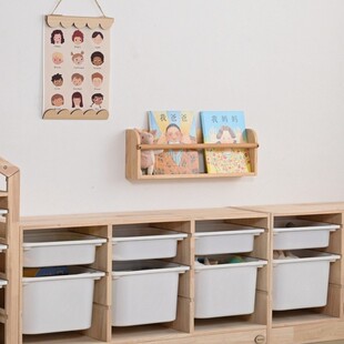 北欧ins实木置物架隔板宝宝绘本收纳架上墙书架儿童房简易储物架
