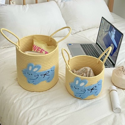 可爱棉线编织收纳篮杂物整理筐