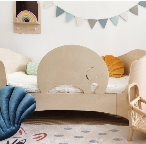 ins卡通护栏围栏防摔实木儿童床