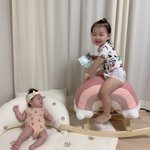 INS韩国儿童摇摇马实木玩具婴儿小宝宝木马幼儿摇椅礼物大人可坐