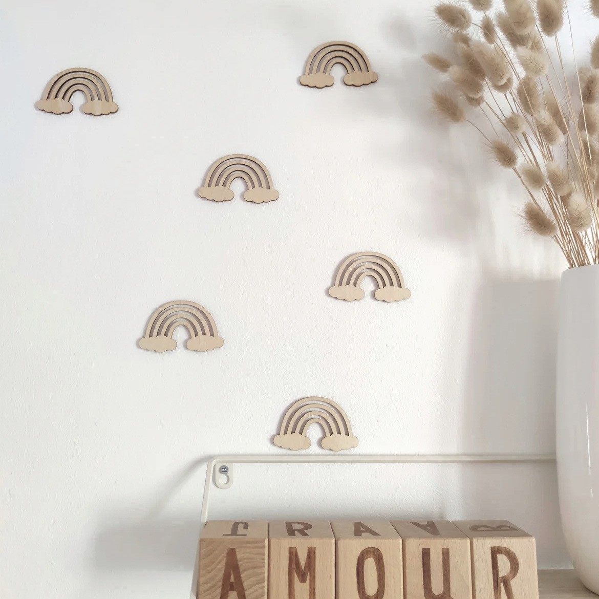 ins北欧风儿童房木质墙贴彩虹飞鸟创意木质壁饰墙壁贴饰拍照背景,家居饰品,软装墙贴,淘宝优惠券,粉丝福利购,淘宝优惠卷