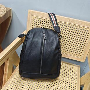 头层牛皮荔枝纹软皮百搭单肩腋下时尚品牌专柜大容量女士双肩背包