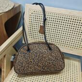 外贸出口头层牛皮复古豹纹腋下库存尾货清仓大甩卖真皮贝壳女士包