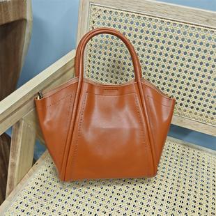 外贸出口尾货清仓头层牛皮专柜品牌真皮托特子母手提斜挎妈妈女包