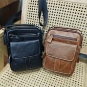 进口头层牛皮复古外贸出口清仓大甩卖特价 处理真皮斜挎日子男士 包