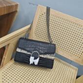 微瑕疵头层牛皮配蛇皮链条手提腋下真皮外贸出口尾货清货品牌女包