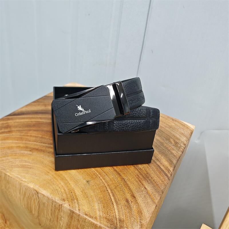 中老双面真皮猪肠带自动扣裤腰带