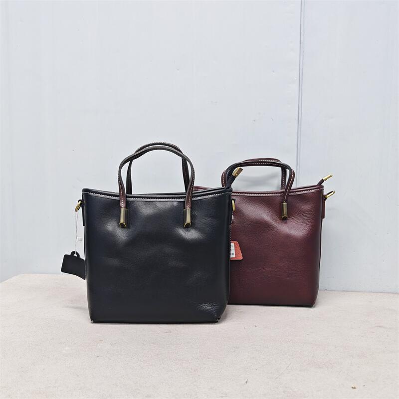 女包头层牛皮真皮手提单肩小托特