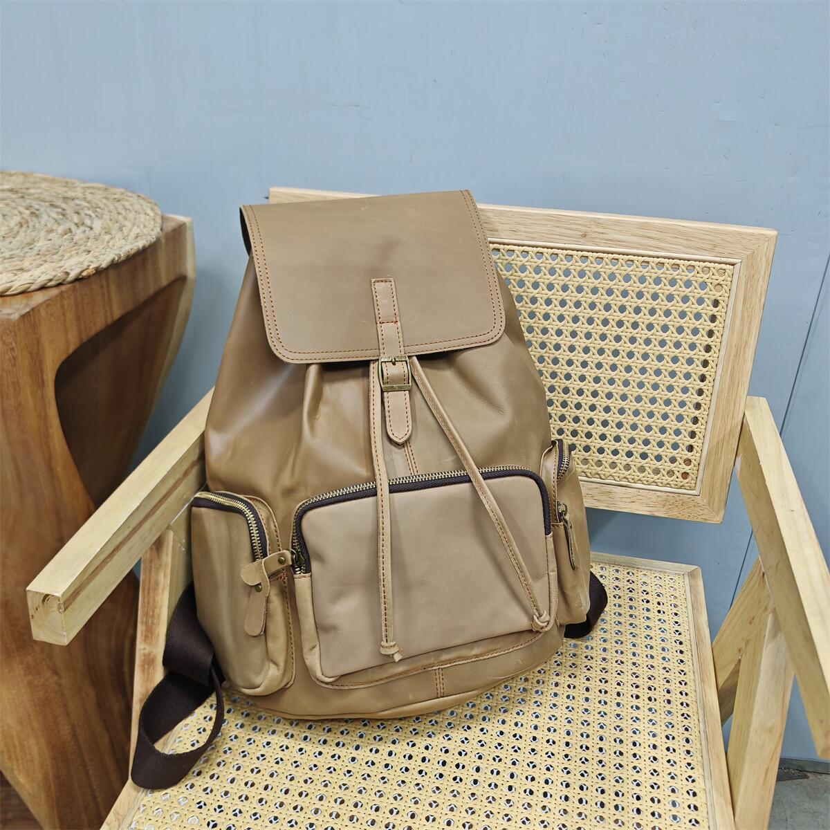 多功能真皮外贸出口男大背包