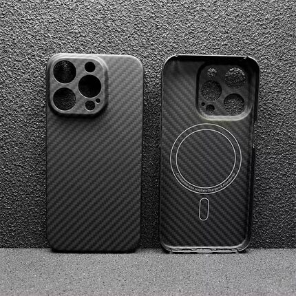适用于苹果16凯芙拉磁吸手机壳新款iphone15promax真碳纤维凯夫拉14p全包外壳芳纶13保护套12pm