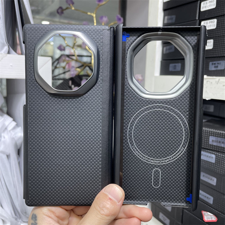 适用于HUAWEI华为Mate XT 非凡大师中轴一体保护手机壳磁吸凯夫拉碳纤维Mate XTs芳纶纤维保护套超薄金属圈图片