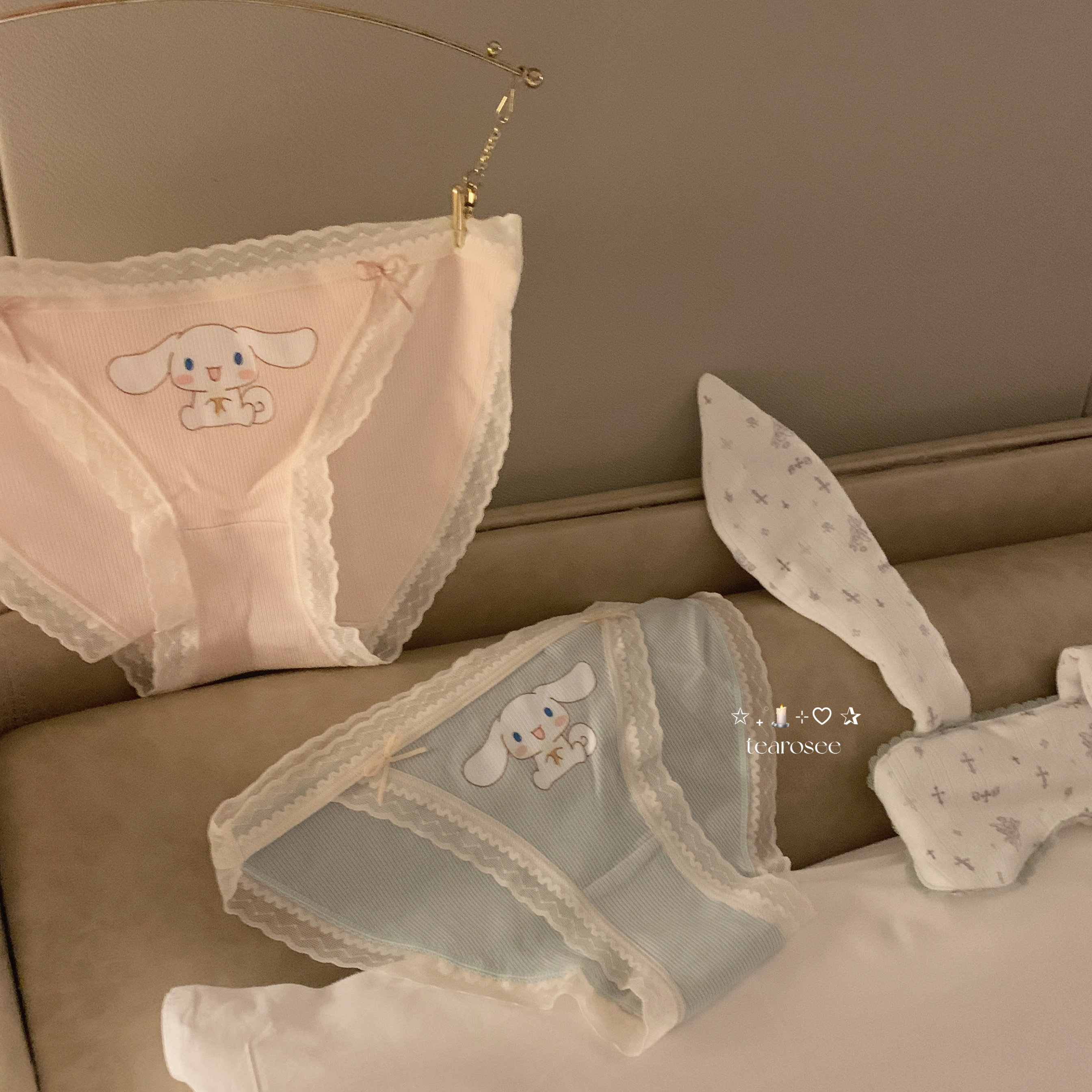 tearosee 垂耳小狗 罗纹纯棉甜美舒适包臀舒适女三角内裤日系