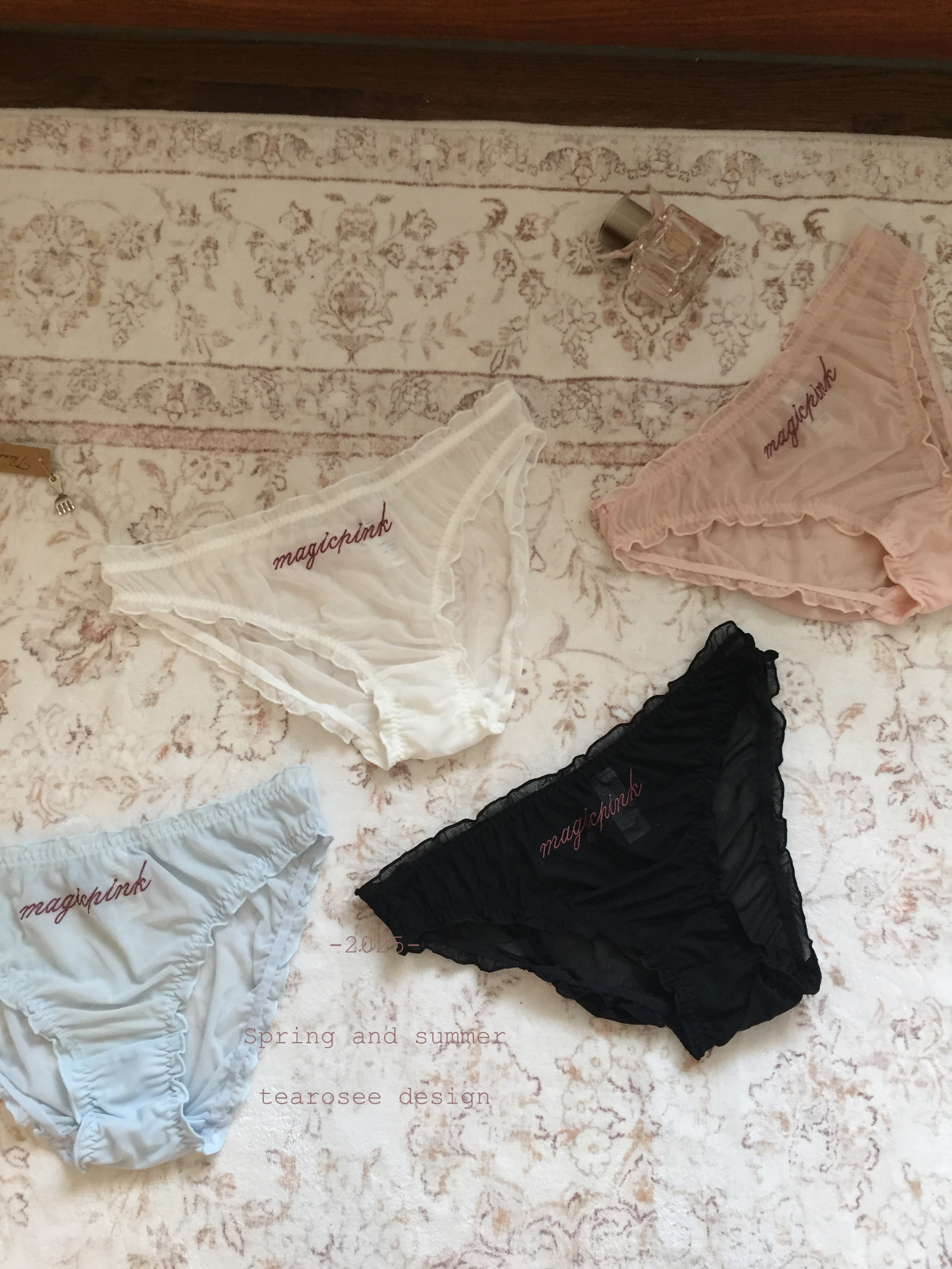 tearosee 少女梦境 木耳边法式低腰内裤网纱日系刺绣新款