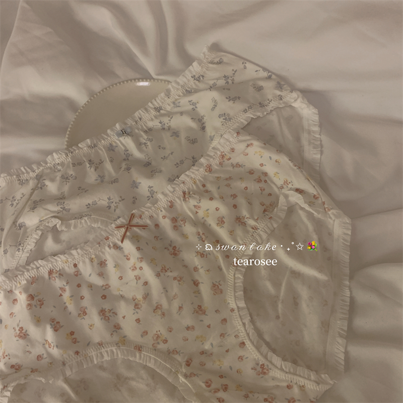 tearosee 春田花花 日系田园风纯棉舒适中腰少女可爱三角内裤