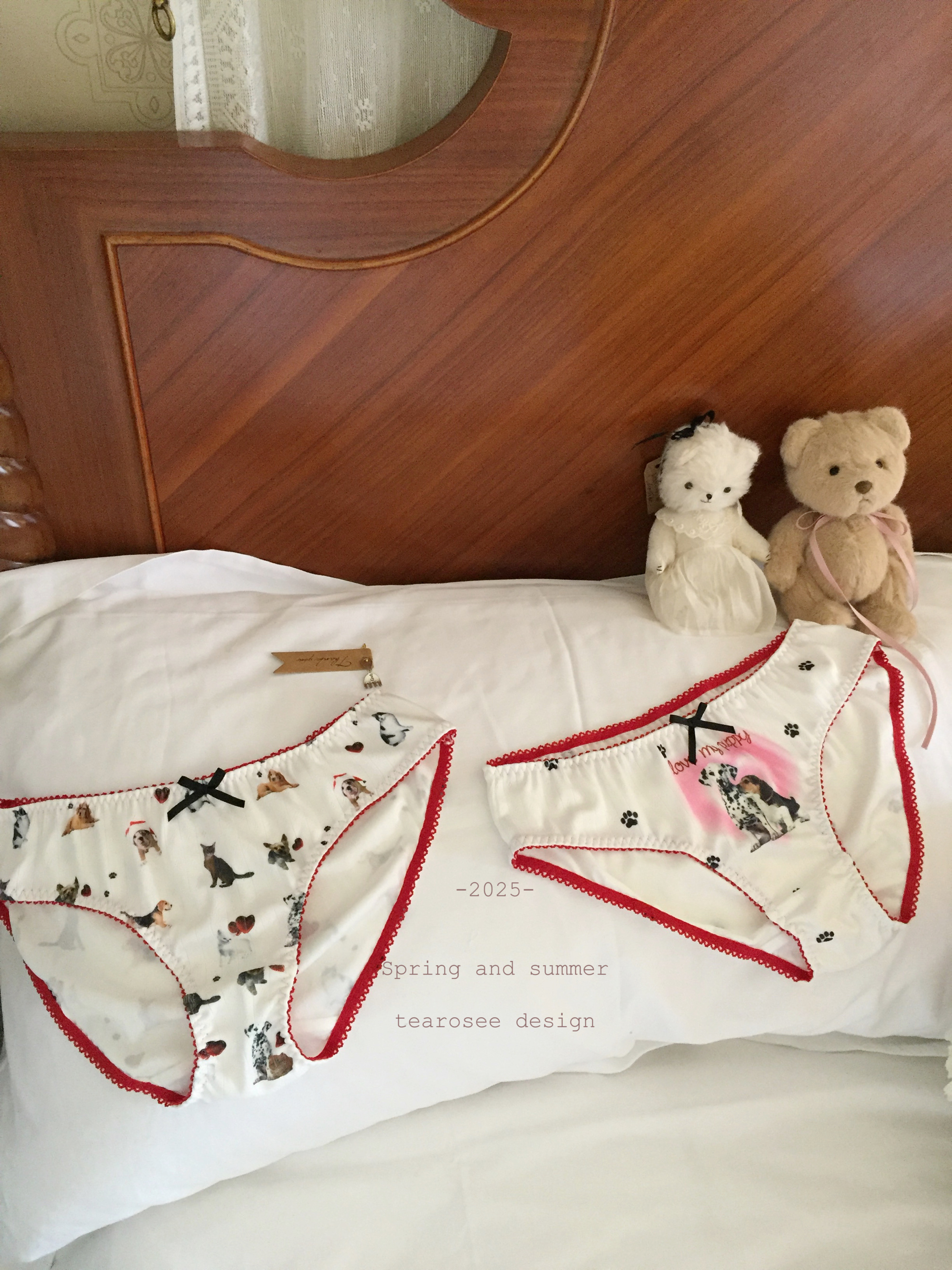 tearosee 宠物恋综 透气包臀三角舒适印花网眼少女低腰内裤