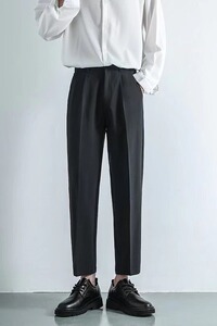 裤子男韩版夏港风修身九分裤垂坠感小脚西裤休闲长裤男K882P38