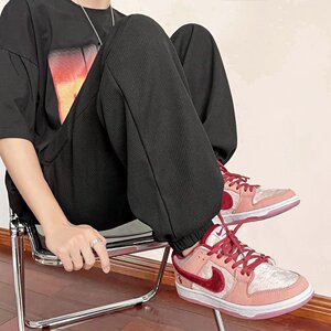 华夫格运动裤薄款卫裤宽松束脚夏季2023新款休闲裤子K2974P30图片