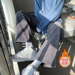 男秋冬加绒加厚高质量灯芯绒阔腿裤K32P38图片