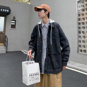 男秋冬新款夹克牛仔外套连帽J203P65图片
