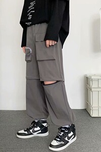 裤子男夏季薄款百搭ins工装裤男九分直筒休闲长裤男TK72P35图片