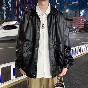 男士贴标翻领机车皮衣W313P65图片