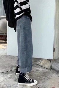 牛仔裤男新款港风直筒宽松长裤潮牌痞帅炸街裤子C12P36图片