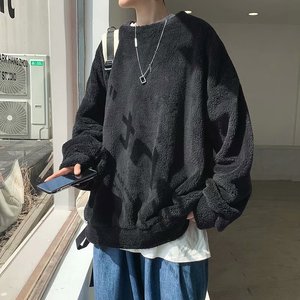男秋冬新款纯色羊羔绒卫衣保暖W87特P25图片