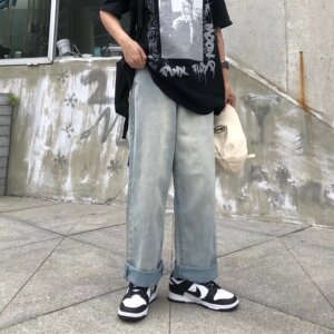 牛仔裤男高街潮牌直筒宽松春秋NK123P38图片