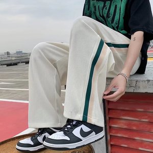 运动裤宽松型条纹微弹夏季青春流行休闲裤九分裤直筒D143P32