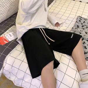 男夏季纯色冰丝坠感五分短裤HK73P28图片
