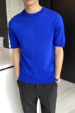 夏季纯色冰丝T恤男士潮流宽松休闲薄款透气半袖五分袖Y2211P38，男装T恤，星座1116-2