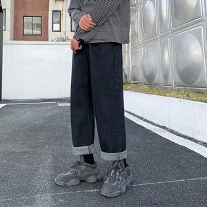 男秋冬新款直筒牛仔裤纯色休闲水洗N037P38图片