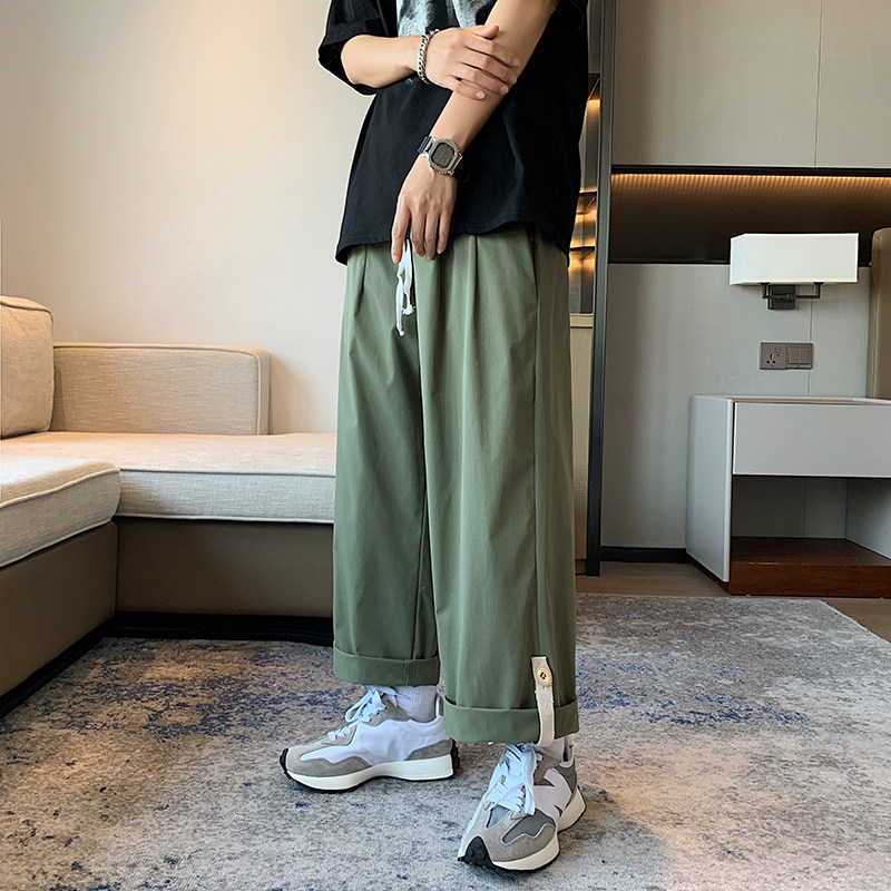 男直筒休闲裤纯色九分裤直筒哈伦运动裤子图片
