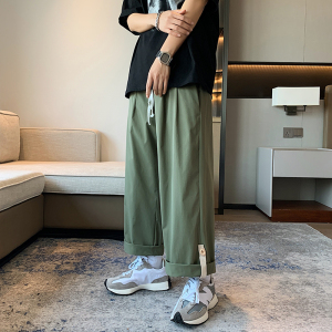 男直筒休闲裤纯色九分裤直筒哈伦运动裤子图片
