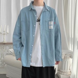 男秋季新款长袖衬衫牛仔衬衣外套C196P40图片