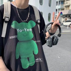 青春流行潮圆领五分袖T恤夏季宽松型时尚男卡通动漫BC011P28图片