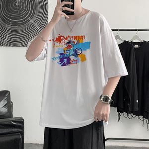 男士半袖短袖纯棉t恤潮牌T642图片