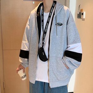 男秋冬连帽卫衣开衫拉链外套W112P35图片