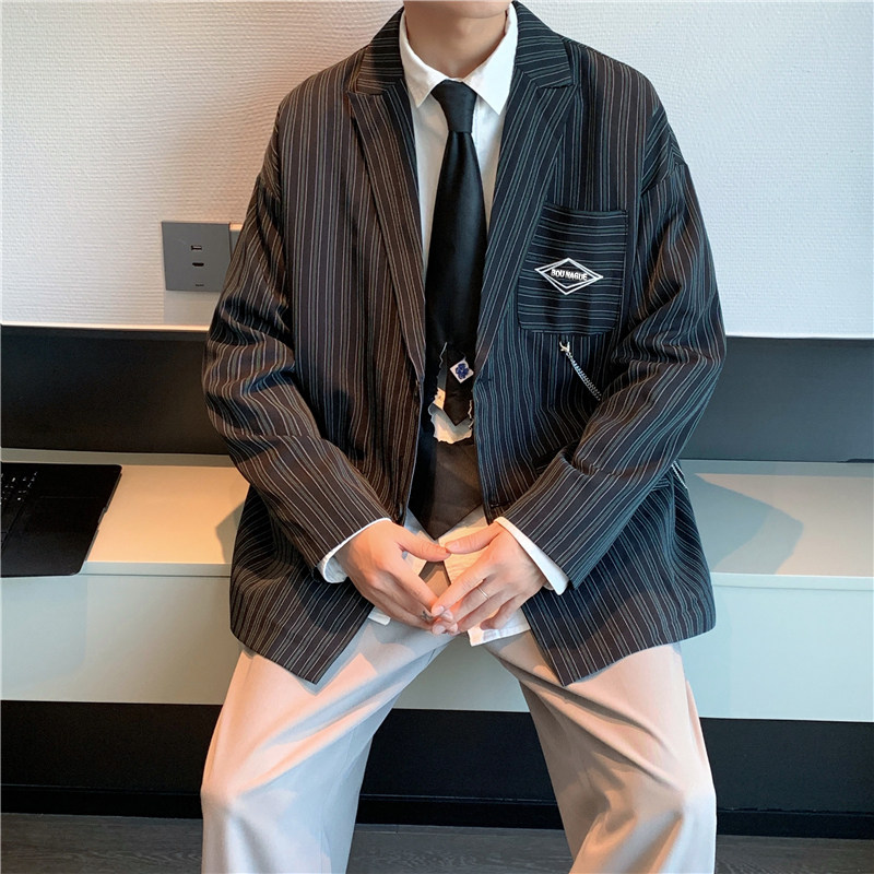 男秋冬新款复古条纹西装外套W1015P60图片