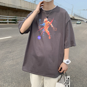 【纯棉】夏季新款短袖男韩版T恤宽松休闲圆领T621P20图片