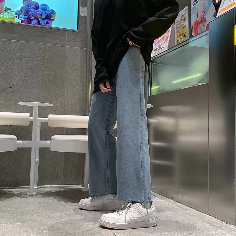 做旧牛仔裤男直筒宽松垂感阔腿裤复古水洗休闲长裤拖地裤N9911P35图片