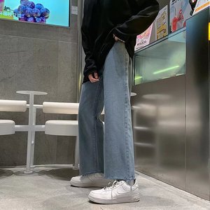 做旧牛仔裤男直筒宽松垂感阔腿裤复古水洗休闲长裤拖地裤N9911P35图片