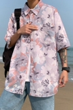夏季新款男慵懒休闲衬衫五分袖衬衫海滩碎花外套薄上衣CS42，男装衬衫，星座1116-2