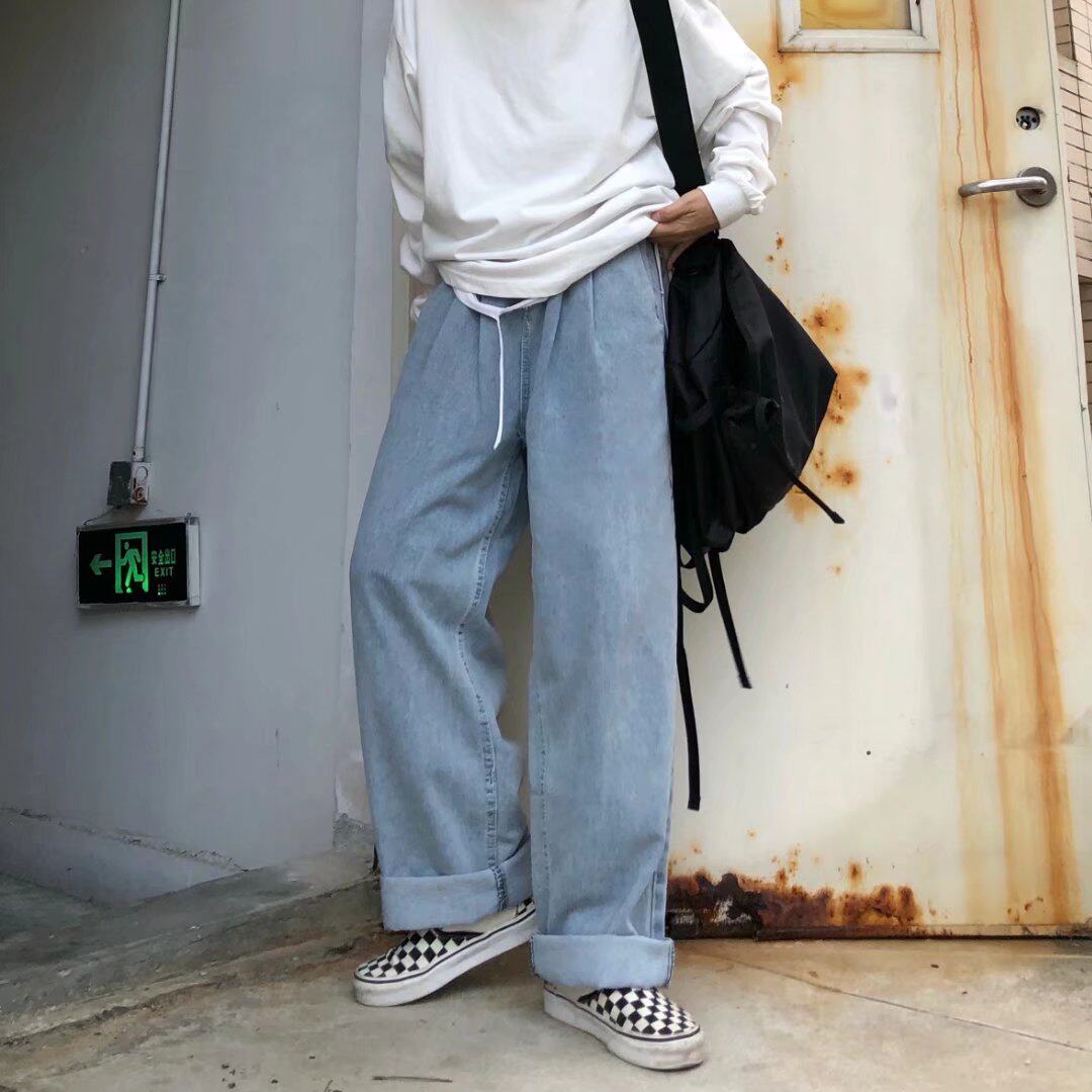 青春流行文艺潮流男宽松直筒长裤N9913P40图片