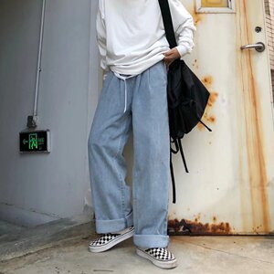 青春流行文艺潮流男宽松直筒长裤N9913P40图片